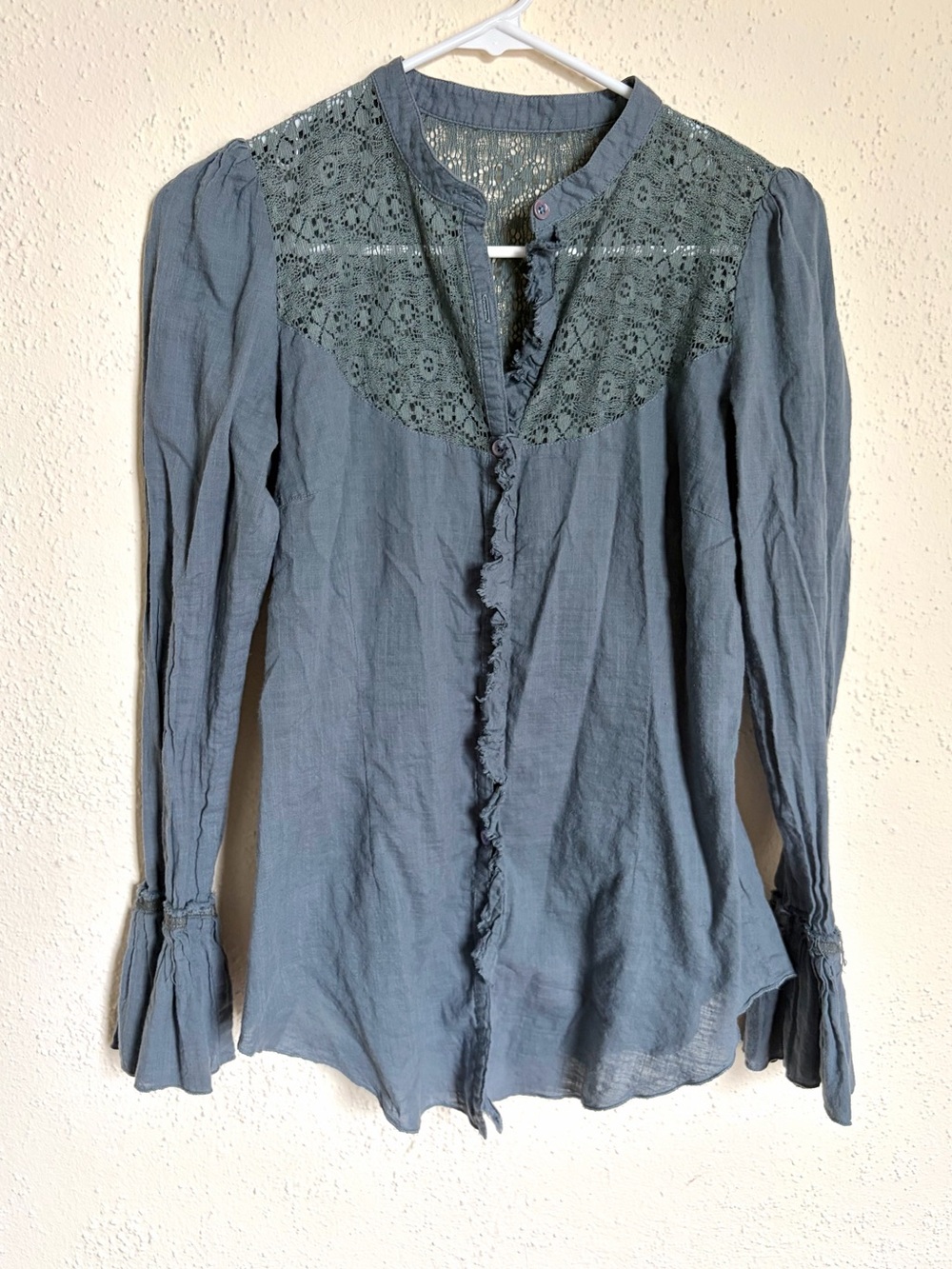 Free People Lace Button Down Top